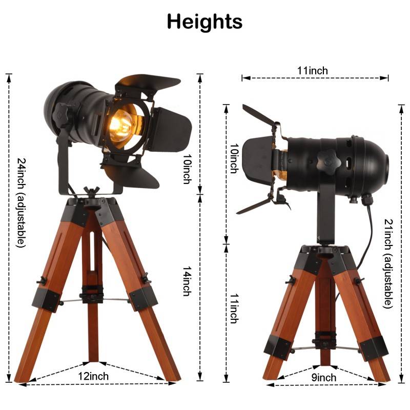 Vintage table lamp with tripod "CINEMA MINI" 67cm