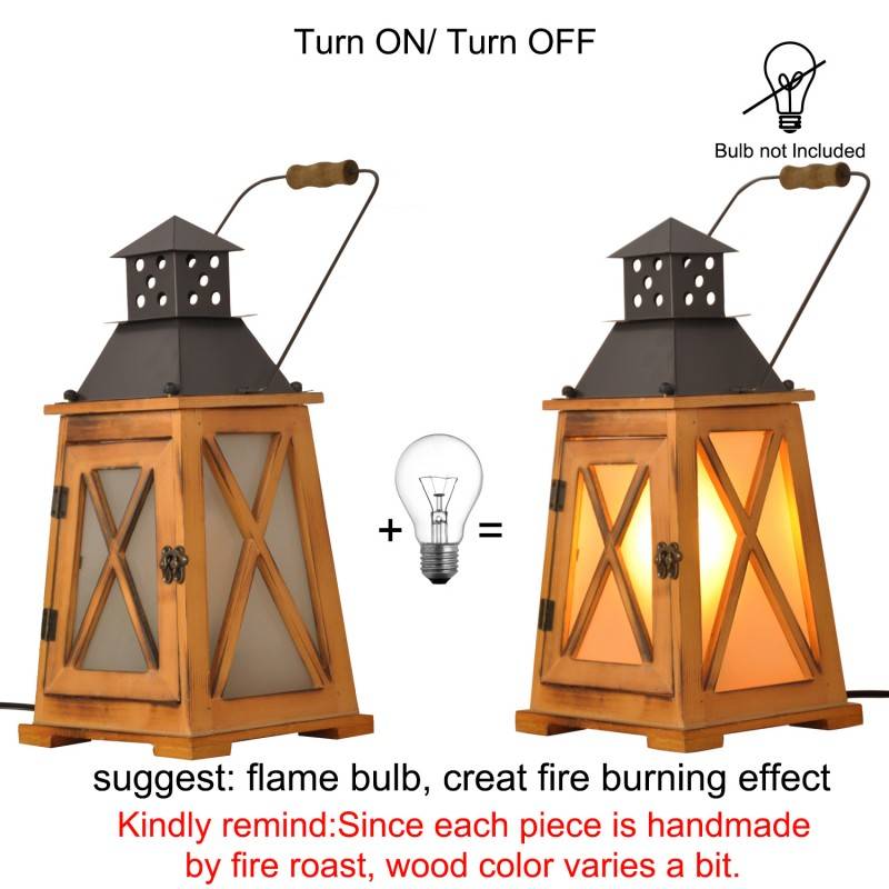 Wooden lantern table lamp "GOBEL".