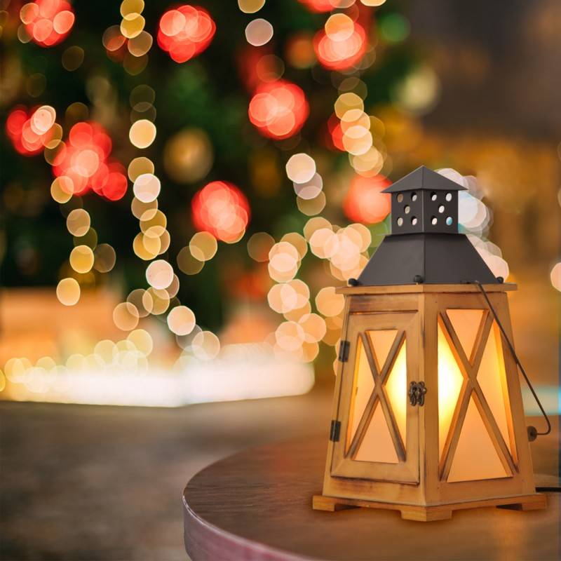 Wooden lantern table lamp "GOBEL".