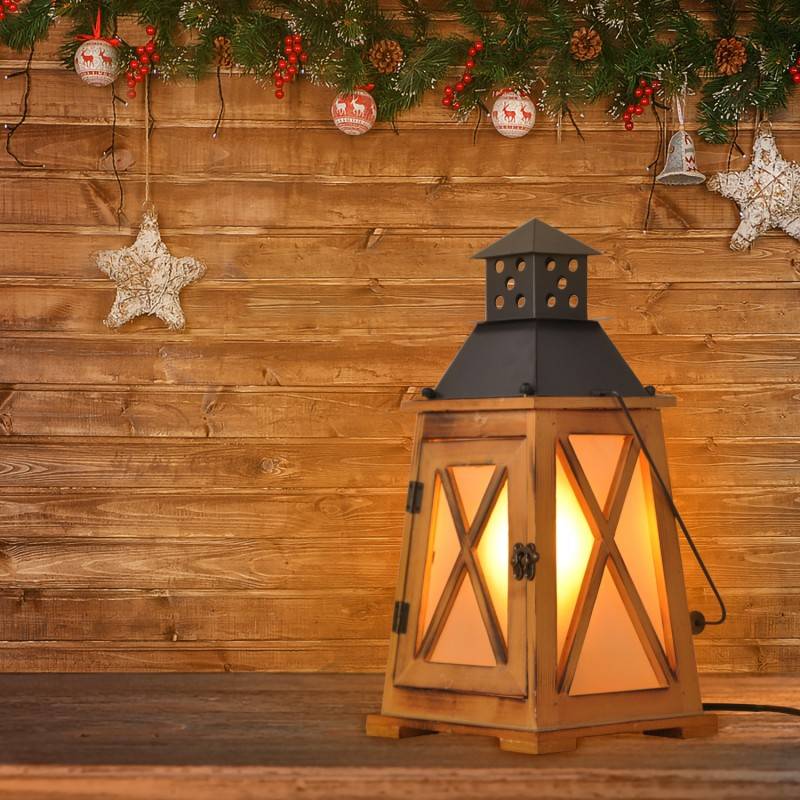 Wooden lantern table lamp "GOBEL".