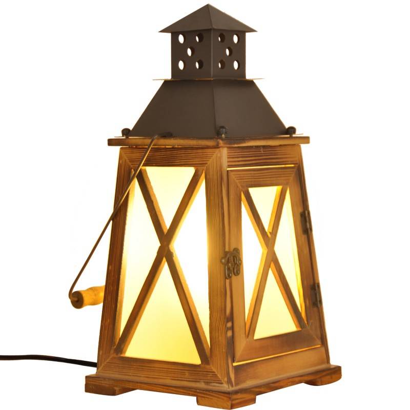 Wooden lantern table lamp "GOBEL".