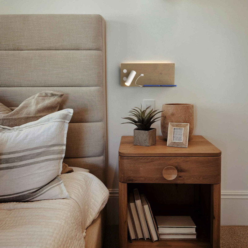Wall reading light with USB port "Kerta" (right) - Double lighting - 3W+7W