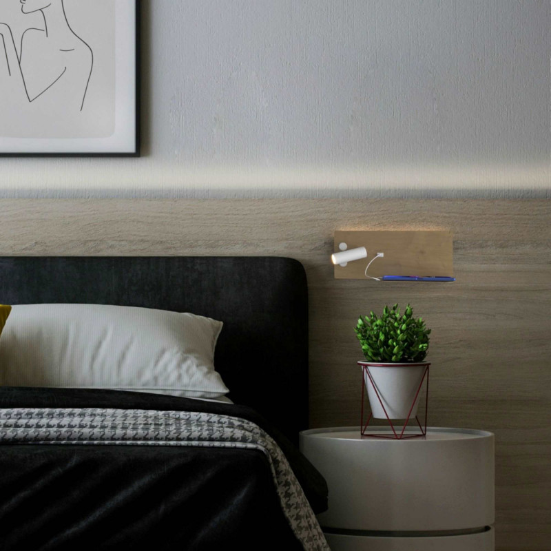 Wall reading light with USB port "Kerta" (right) - Double lighting - 3W+7W