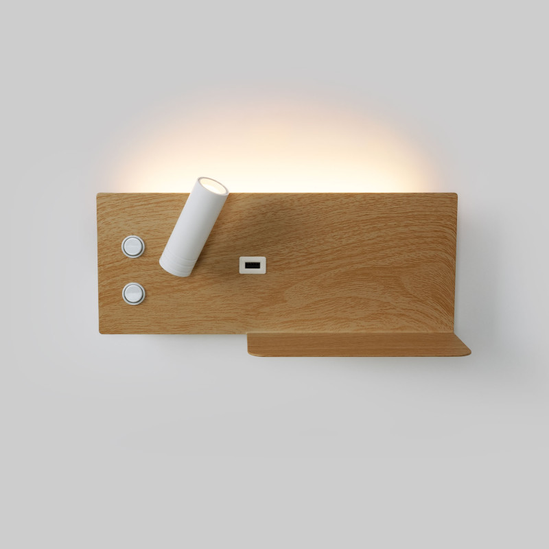 Wall reading light with USB port "Kerta" (right) - Double lighting - 3W+7W