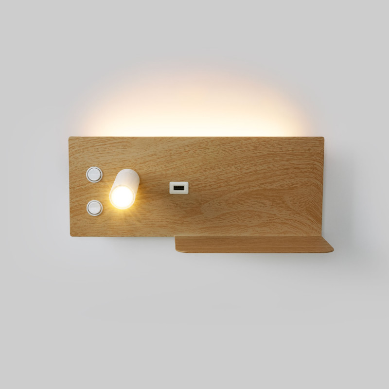 Wall reading light with USB port "Kerta" (right) - Double lighting - 3W+7W
