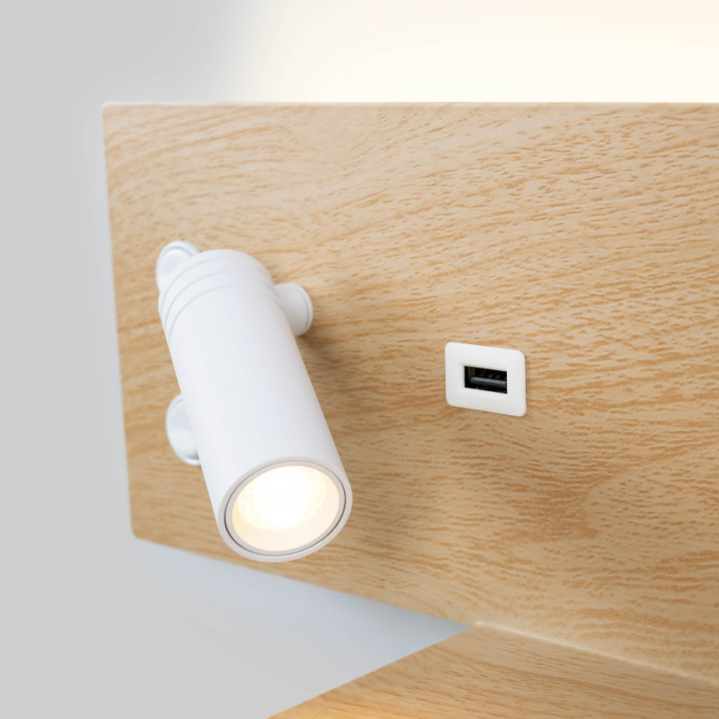 Wall reading light with USB port "Kerta" (right) - Double lighting - 3W+7W