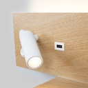 Wall reading light with USB port "Kerta" (right) - Double lighting - 3W+7W