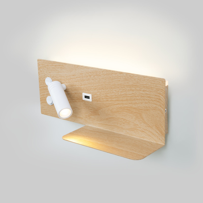 Wall reading light with USB port "Kerta" (right) - Double lighting - 3W+7W