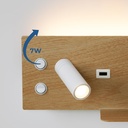 Wall reading light with USB port "Kerta" (right) - Double lighting - 3W+7W
