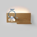 Wall reading light with USB port "Kerta" (right) - Double lighting - 3W+7W