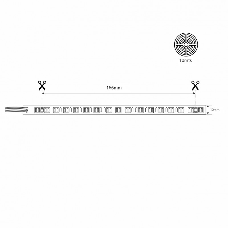 LED Strip 48V DC - RGB - 14.4W/m - 10mm - IP20 - 10 metres - 90LED/m