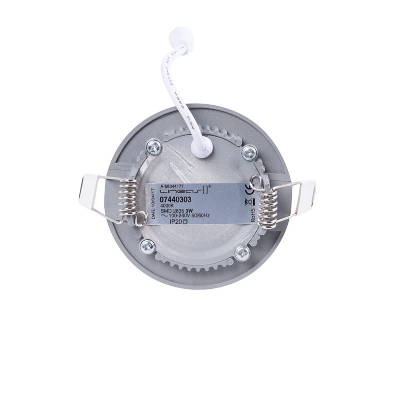 Ultra slim LED downlight - 3W - Grey - Cutout Ø 70mm