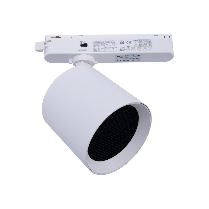 CCT LED 1-phase track spotlight - 40W - CRI 90 - White