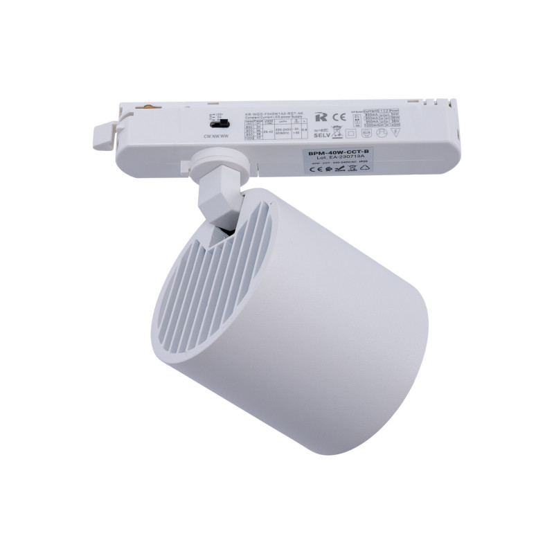 CCT LED 1-phase track spotlight - 40W - CRI 90 - White