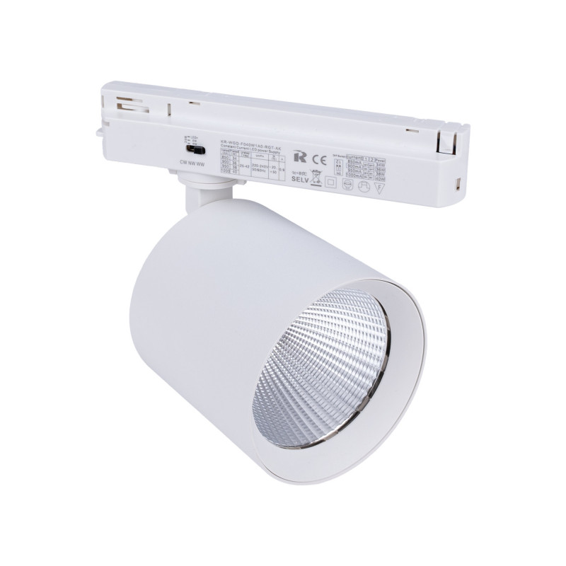 CCT LED 1-phase track spotlight - 40W - CRI 90 - White