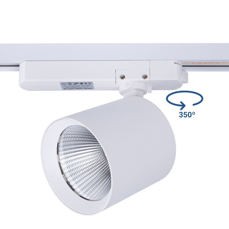 CCT LED 1-phase track spotlight - 40W - CRI 90 - White