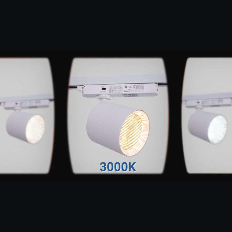 CCT LED 1-phase track spotlight - 40W - CRI 90 - White