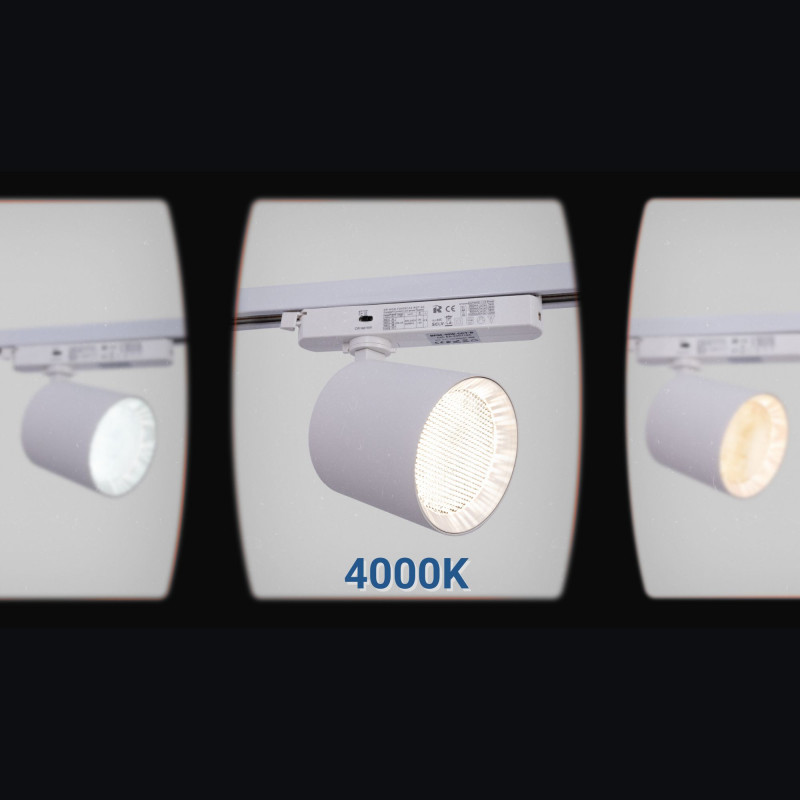 CCT LED 1-phase track spotlight - 40W - CRI 90 - White