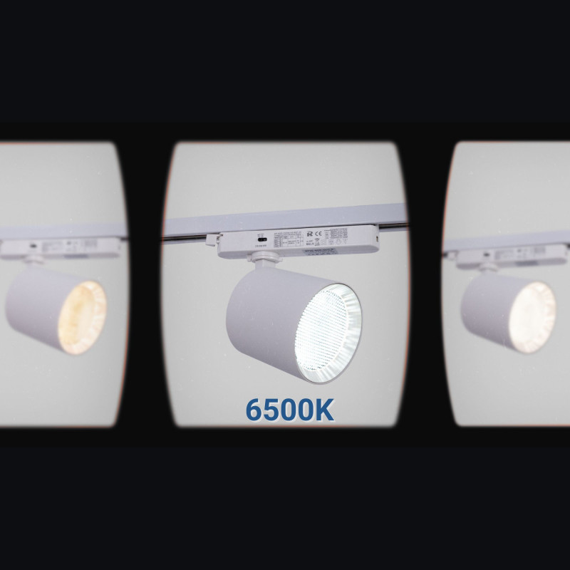 CCT LED 1-phase track spotlight - 40W - CRI 90 - White