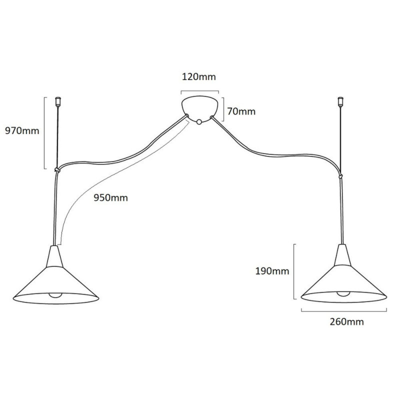 Double pendant light in metal and wood "Selroom" - Black - 2xE27