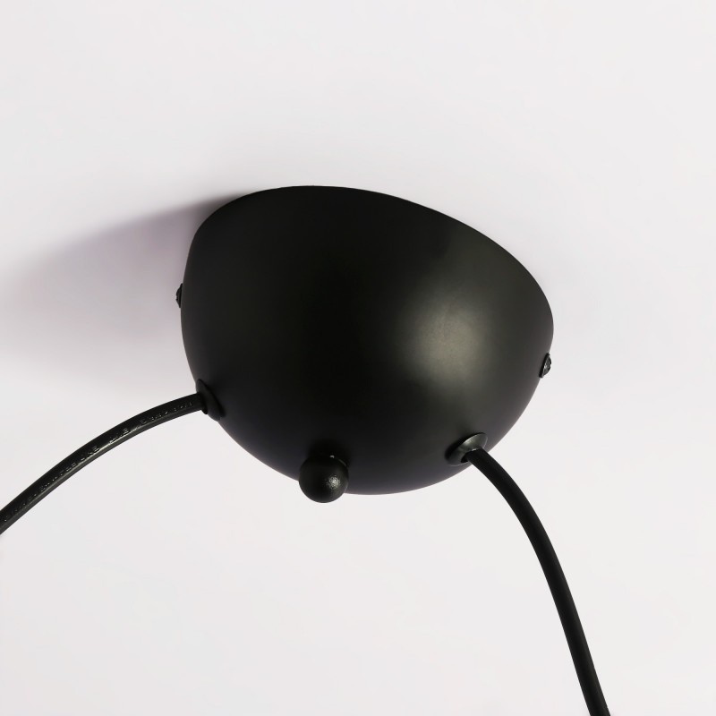 Double pendant light in metal and wood "Selroom" - Black - 2xE27