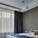 Double pendant light in metal and wood "Selroom" - Black - 2xE27