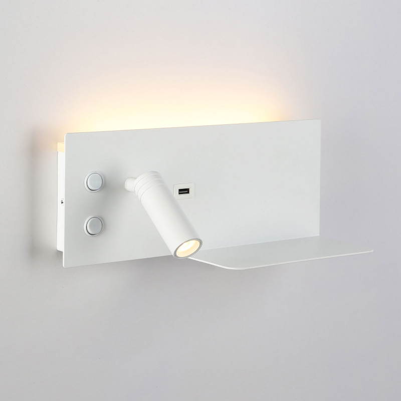 Pack x 2 - Wall reading light with USB port "Turin" - Double illumination - 3W+7W - Wood effect