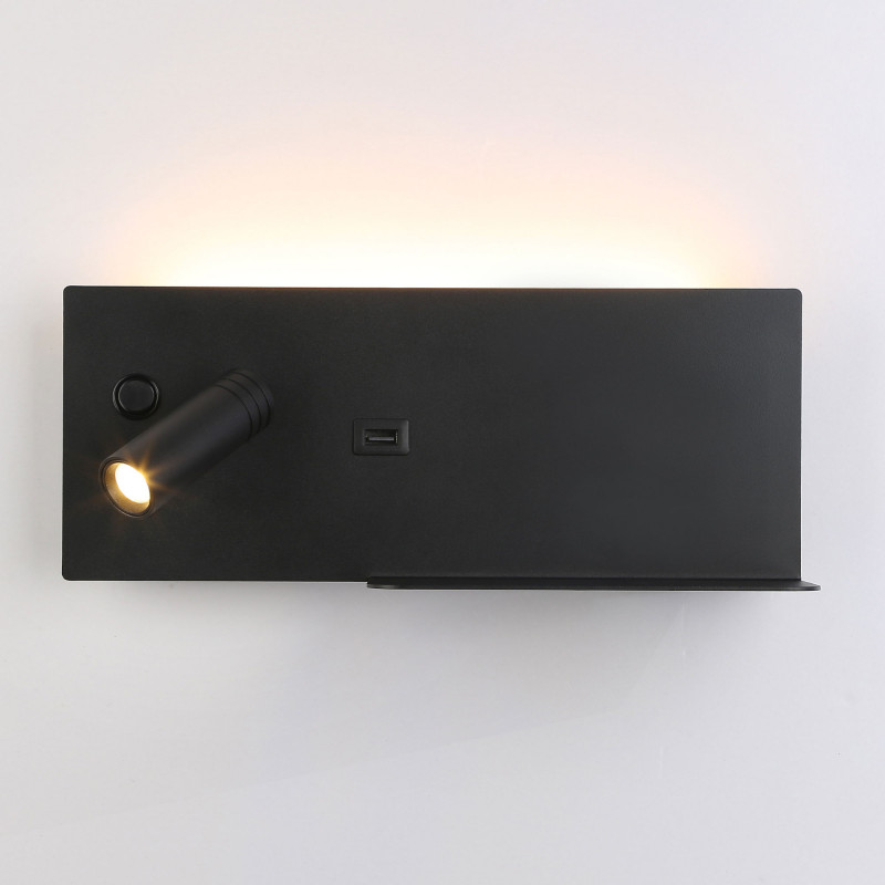 Pack x 2 - Wall reading light with USB port "Turin" - Double illumination - 3W+7W - Wood effect
