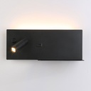 Pack x 2 - Wall reading light with USB port "Turin" - Double illumination - 3W+7W - Wood effect