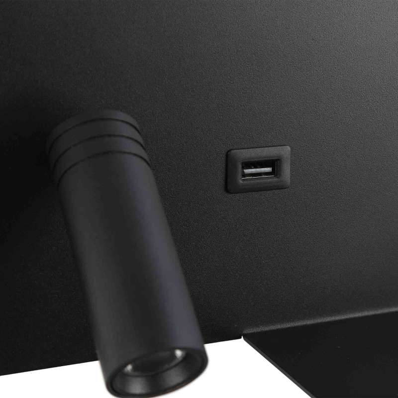 Pack x 2 - Wall reading light with USB port "Turin" - Double illumination - 3W+7W - Wood effect