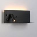 Pack x 2 - Wall reading light with USB port "Turin" - Double illumination - 3W+7W - Wood effect