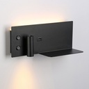 Pack x 2 - Wall reading light with USB port "Turin" - Double illumination - 3W+7W - Wood effect
