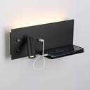 Pack x 2 - Wall reading light with USB port "Turin" - Double illumination - 3W+7W - Wood effect