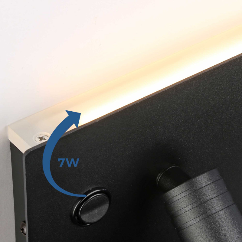 Pack x 2 - Wall reading light with USB port "Turin" - Double illumination - 3W+7W - Wood effect