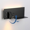 Pack x 2 - Wall reading light with USB port "Turin" - Double illumination - 3W+7W - Wood effect
