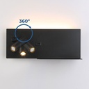 Pack x 2 - Wall reading light with USB port "Turin" - Double illumination - 3W+7W - Wood effect
