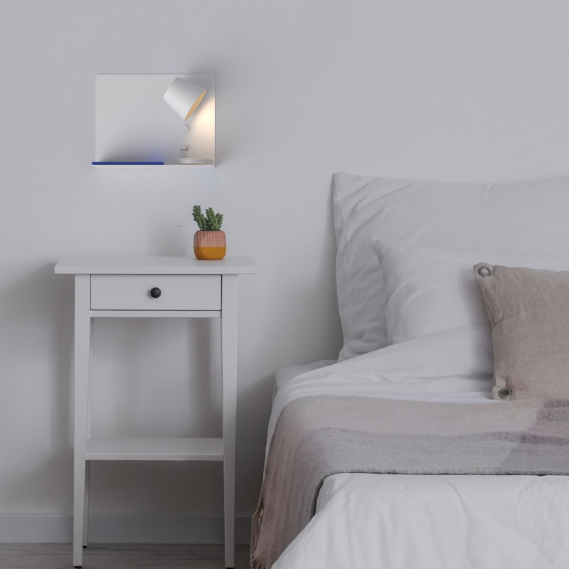 Pack x 2 - Wall reading light with USB port "BASKOP" - 6W - Horizontal design - Grey