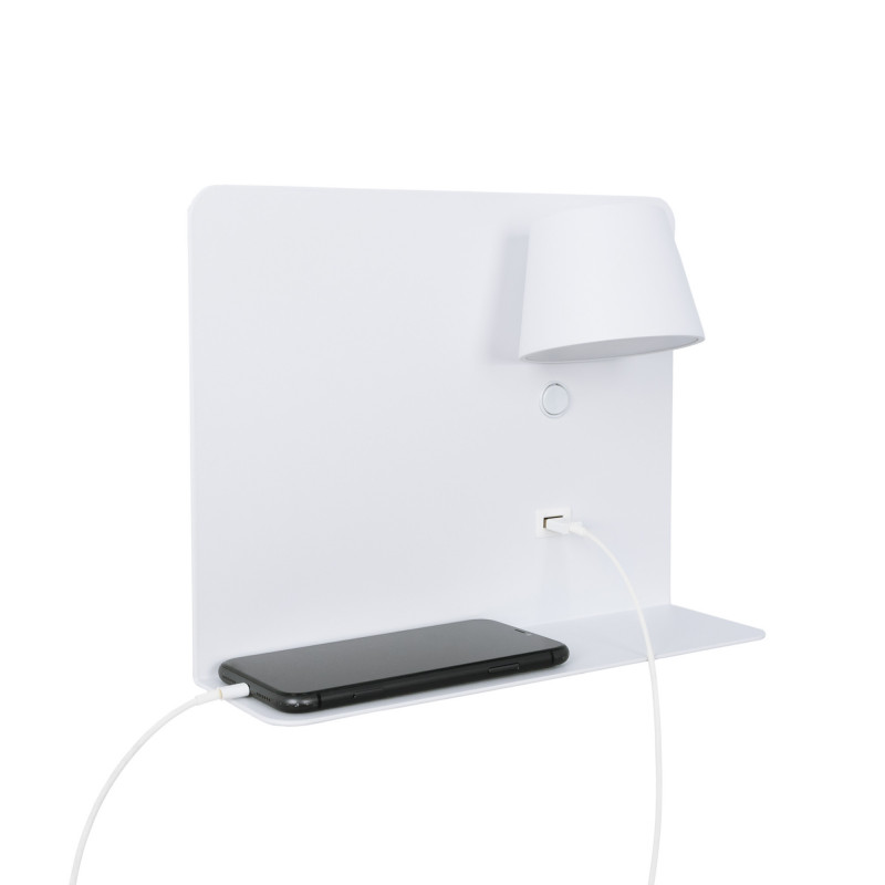 Pack x 2 - Wall reading light with USB port "BASKOP" - 6W - Horizontal design - Grey