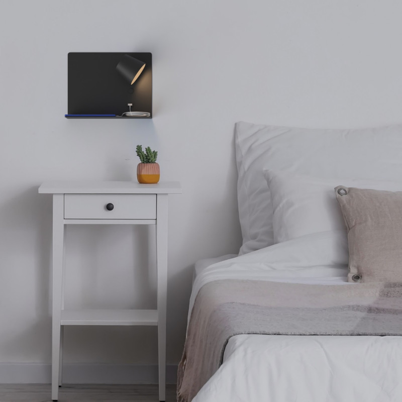 Pack x 2 - Wall reading light with USB port "BASKOP" - 6W - Horizontal design - Grey