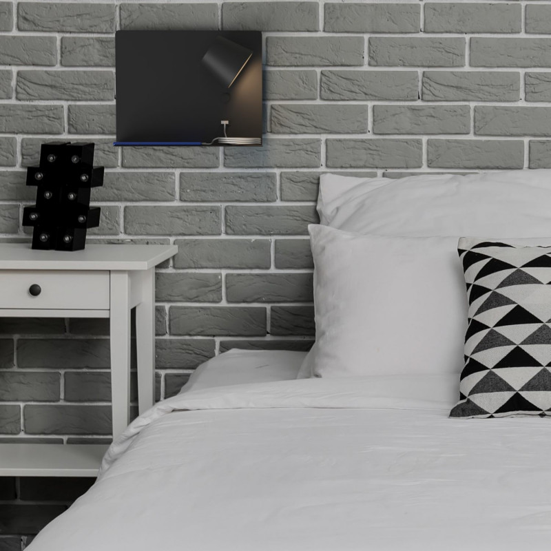 Pack x 2 - Wall reading light with USB port "BASKOP" - 6W - Horizontal design - Grey