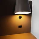 Pack x 2 - Wall reading light with USB port "BASKOP" - 6W - Horizontal design - Grey