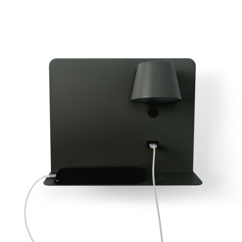 Pack x 2 - Wall reading light with USB port "BASKOP" - 6W - Horizontal design - Grey