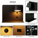 Pack x 2 - Wall reading light with USB port "BASKOP" - 6W - Horizontal design - Grey