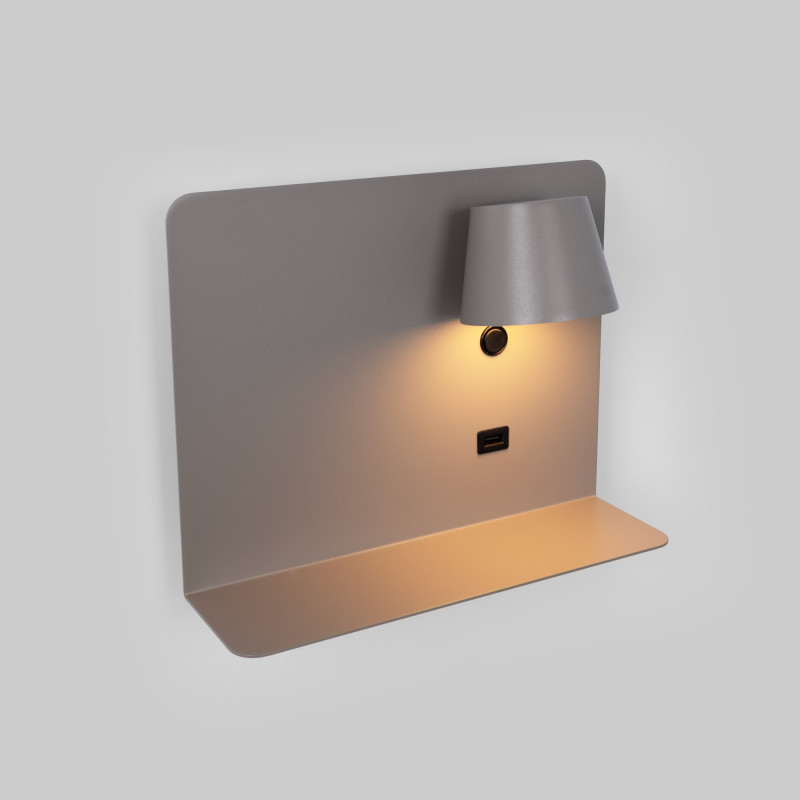 Pack x 2 - Wall reading light with USB port "BASKOP" - 6W - Horizontal design - Grey