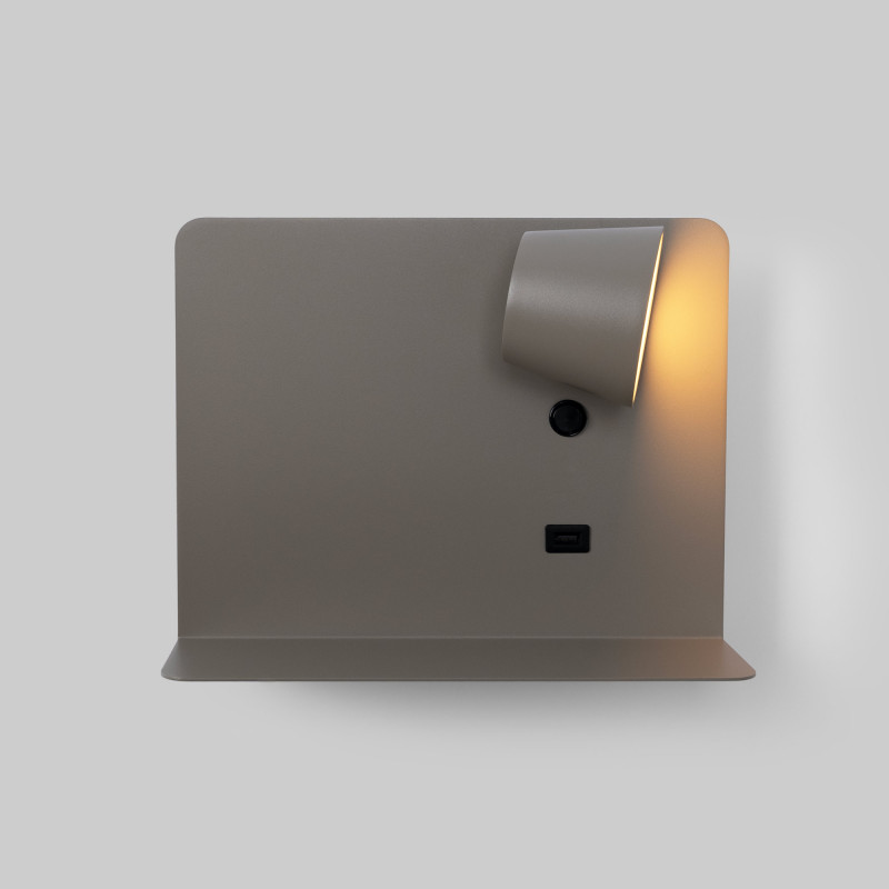 Pack x 2 - Wall reading light with USB port "BASKOP" - 6W - Horizontal design - Grey