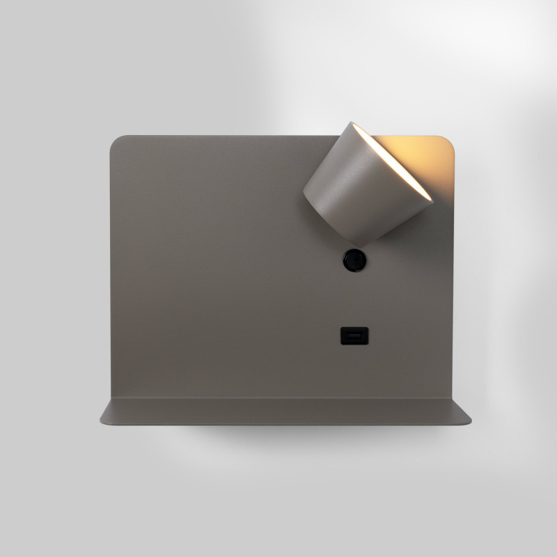 Pack x 2 - Wall reading light with USB port "BASKOP" - 6W - Horizontal design - Grey