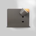 Pack x 2 - Wall reading light with USB port "BASKOP" - 6W - Horizontal design - Grey