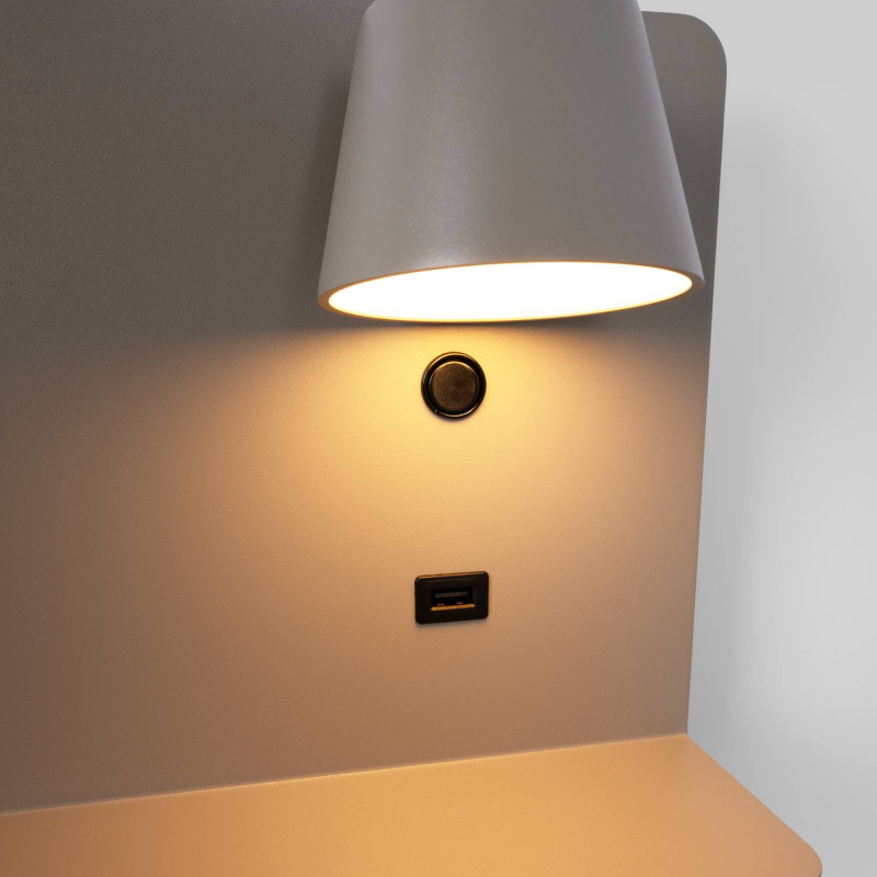 Pack x 2 - Wall reading light with USB port "BASKOP" - 6W - Horizontal design - Grey