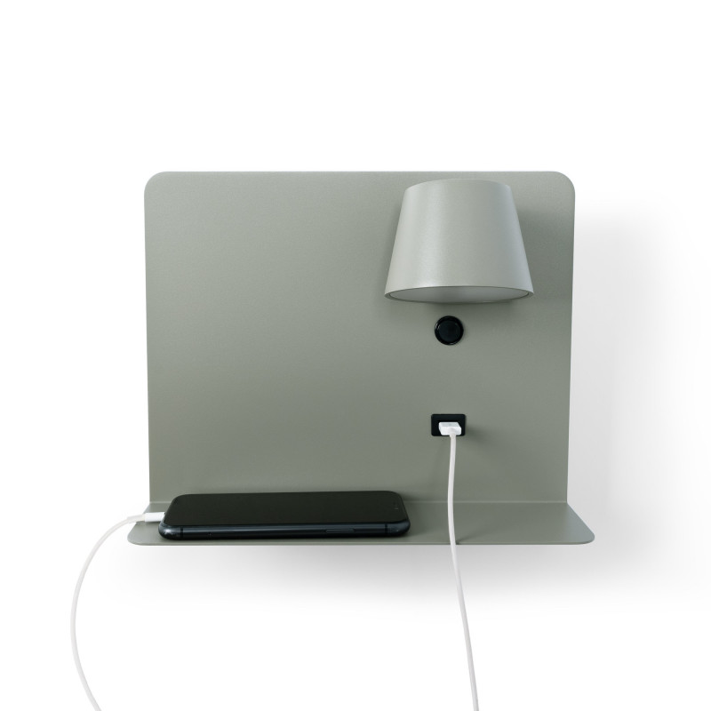 Pack x 2 - Wall reading light with USB port "BASKOP" - 6W - Horizontal design - Grey