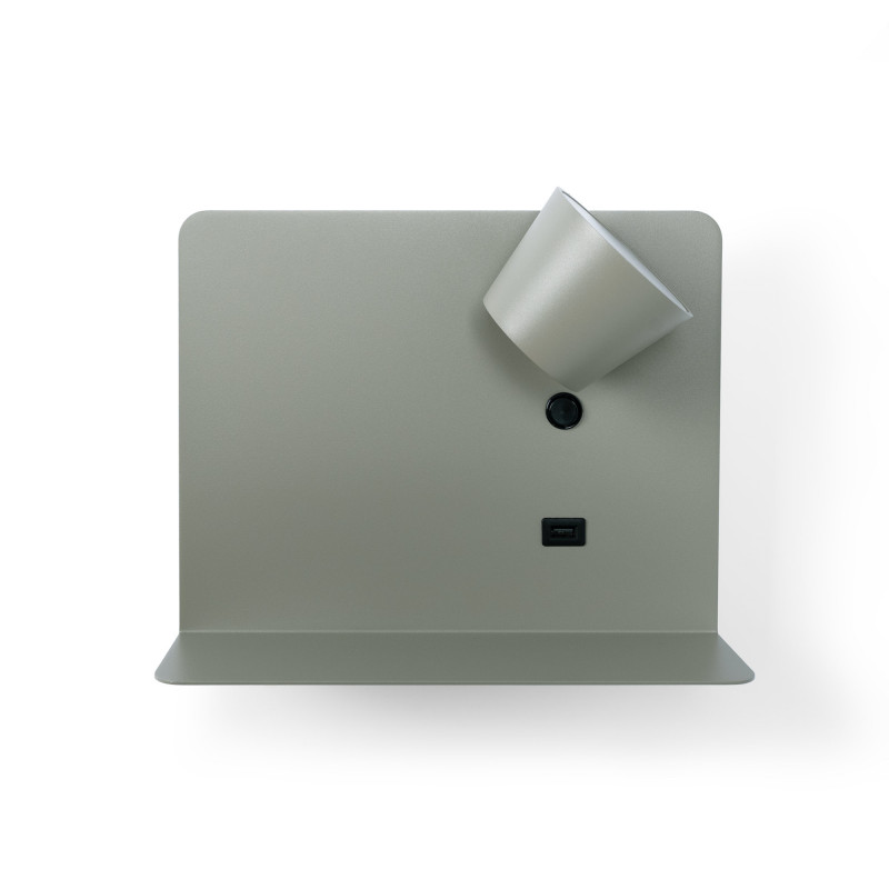 Pack x 2 - Wall reading light with USB port "BASKOP" - 6W - Horizontal design - Grey
